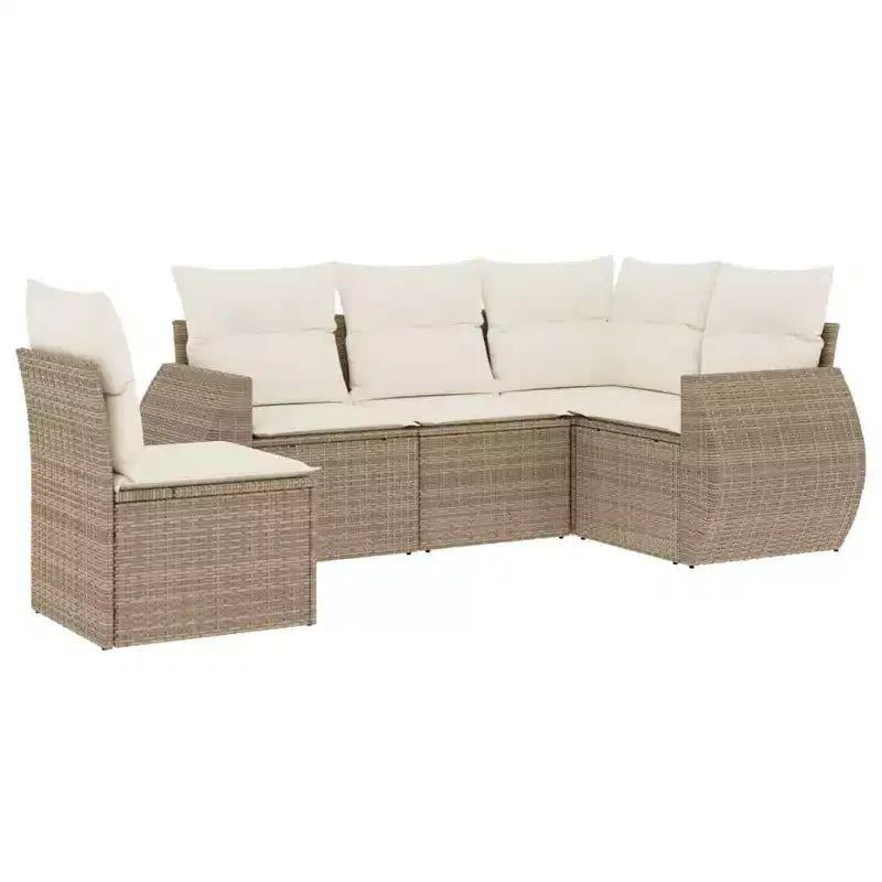 vidaXL 6 Piece Patio Sofa Set with Cushions Beige Poly Rattan