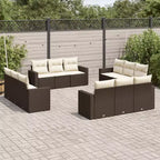 vidaXL Tuinbankstel van zwart PE-rotan, gepoedercoat staal, polyester