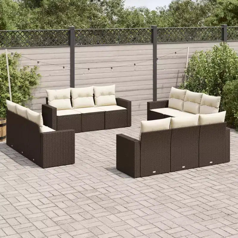 vidaXL Tuinbankstel van zwart PE-rotan, gepoedercoat staal, polyester