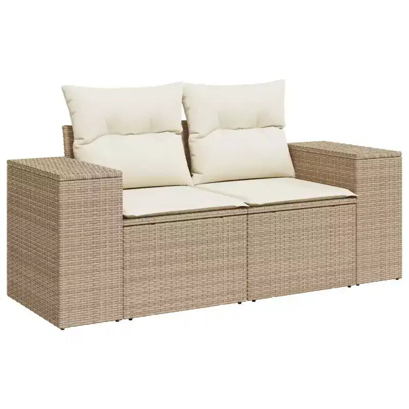 vidaXL 6 Piece Patio Sofa Set with Cushions Beige Poly Rattan