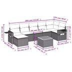 vidaXL 8 Piece Garden Sofa Set with Cushions Black Poly Rattan