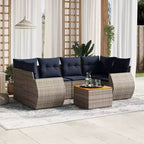 vidaXL 7 Piece Garden Sofa Set with Cushions Poly Rattan