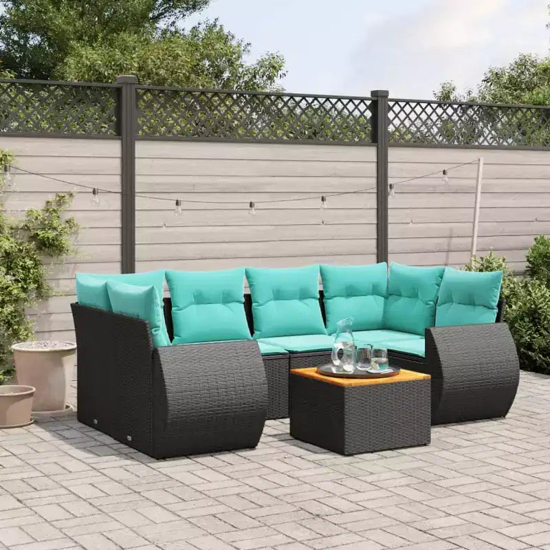 vidaXL 7 Piece Garden Sofa Set with Cushions Poly Rattan