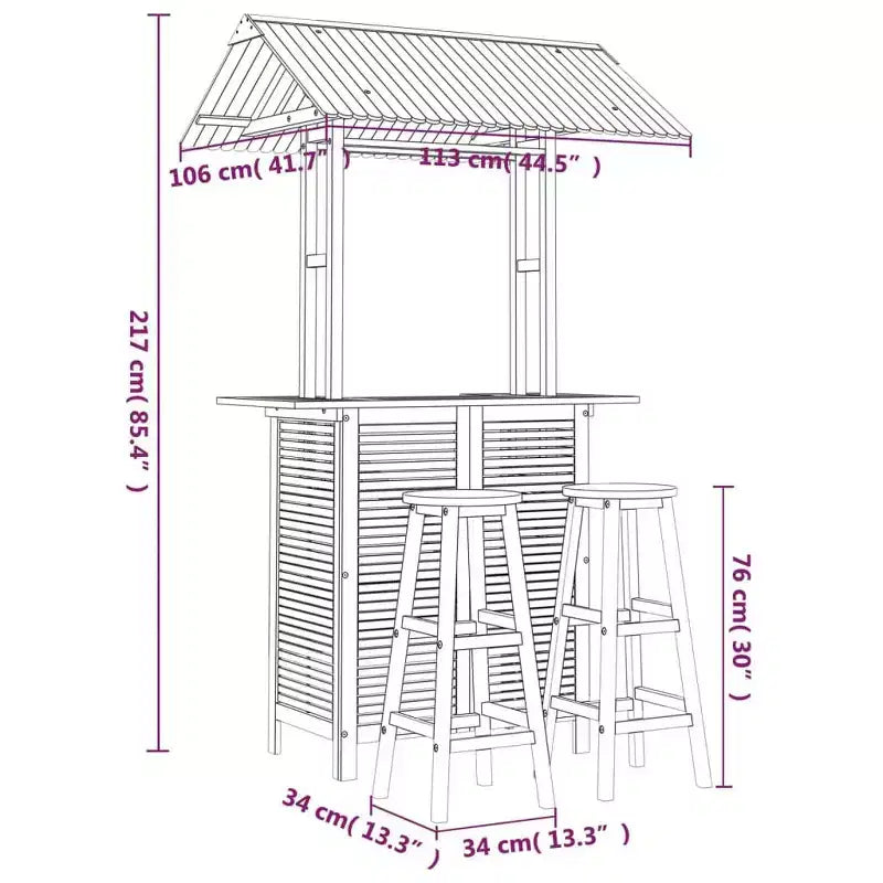 vidaXL Patio Bar Set Garden Outdoor Balcony Table and Chair Solid Wood Acacia