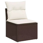 vidaXL 10 Piece Patio Sofa Set with Cushions Brown Poly Rattan