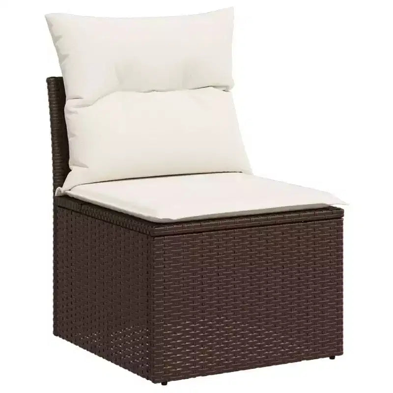 vidaXL 10 Piece Patio Sofa Set with Cushions Brown Poly Rattan