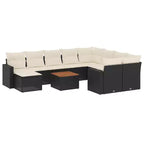 vidaXL Patio Sofa Set with Cushions Outdoor Furniture 11 Piece Poly Rattan