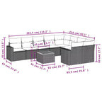 vidaXL 10 Piece Patio Sofa Set with Cushions Beige Poly Rattan - Beige 5x Middle + Table + 2x Corner