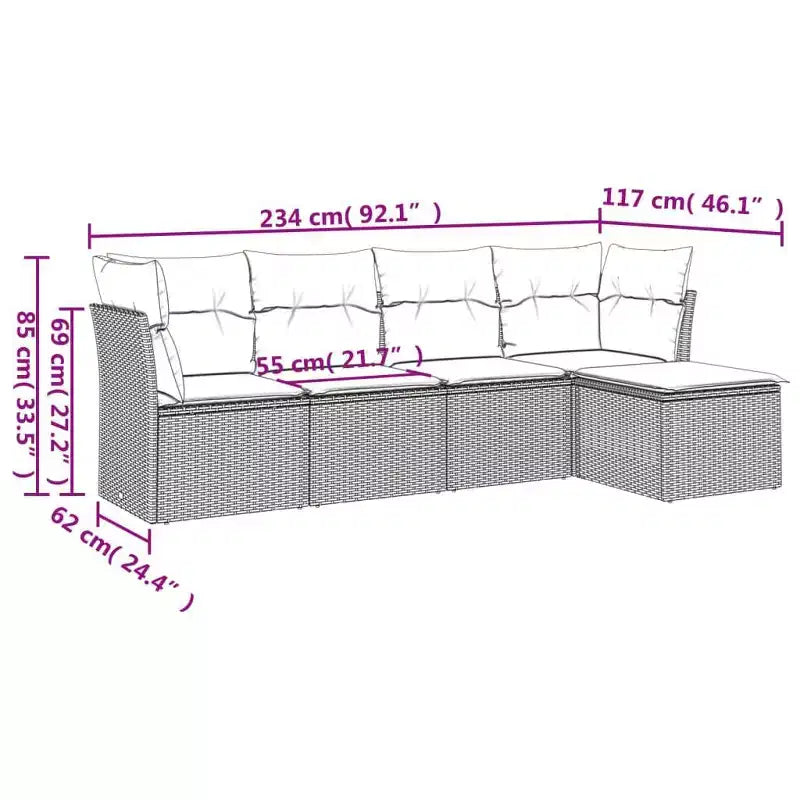 vidaXL 5 Piece Patio Sofa Set with Cushions Poly Rattan, Modular Outdoor Sectional, Multiple Colors and Models