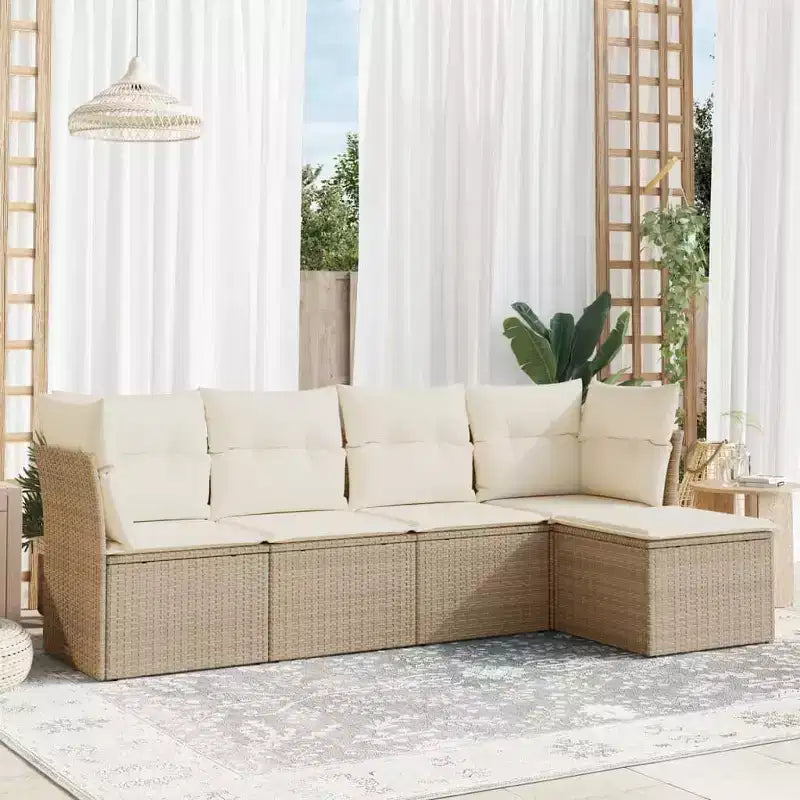 vidaXL 5 Piece Patio Sofa Set with Cushions Poly Rattan, Modular Outdoor Sectional, Multiple Colors and Models