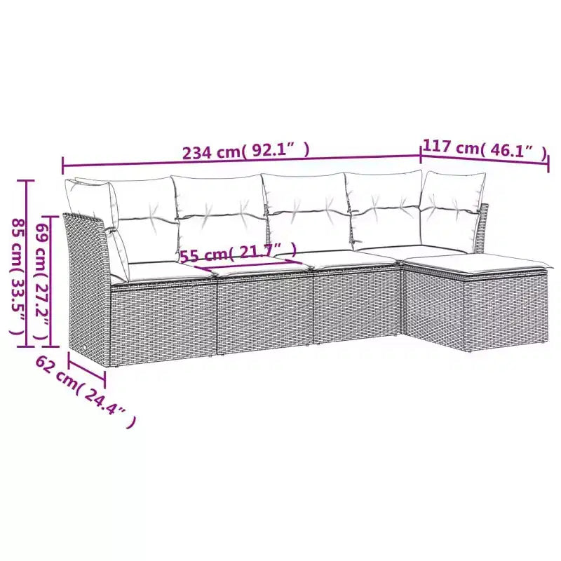 vidaXL 5 Piece Patio Sofa Set with Cushions Poly Rattan, Modular Outdoor Sectional, Multiple Colors and Models