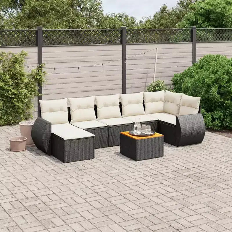 vidaXL 8 Piece Patio Sofa Set with Cushions Poly Rattan, Modular Outdoor Sectional, Table Included