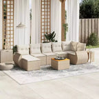 vidaXL 8 Piece Patio Sofa Set with Cushions Poly Rattan, Modular Outdoor Sectional, Table Included