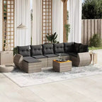 vidaXL 8 Piece Patio Sofa Set with Cushions Poly Rattan, Modular Outdoor Sectional, Table Included