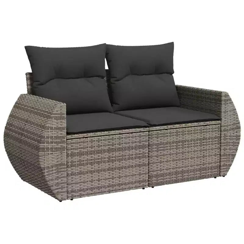 vidaXL 8 Piece Patio Sofa Set with Cushions Poly Rattan, Modular Outdoor Sectional, Table Included