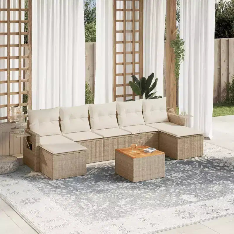 vidaXL 8 Piece Patio Sofa Set with Cushions Gray Poly Rattan
