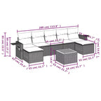 vidaXL 8 Piece Patio Sofa Set with Cushions Gray Poly Rattan