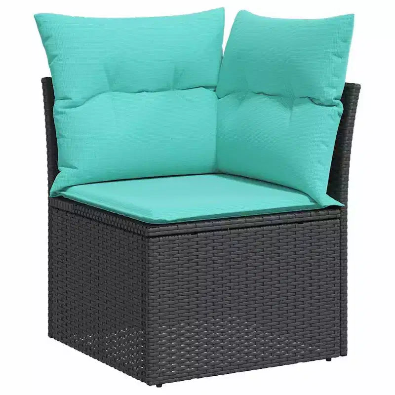 vidaXL 11 Piece Garden Sofa Set with Cushions Black Poly Rattan