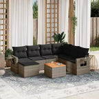 vidaXL 8 Piece Patio Sofa Set with Cushions Gray Poly Rattan