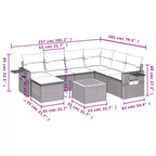 vidaXL 8 Piece Patio Sofa Set with Cushions Gray Poly Rattan