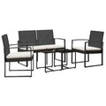 vidaXL Patio Dining Set 5 Pcs Outdoor Table and Chair with Cushions PP Rattan