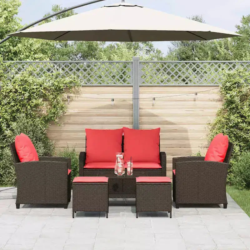 vidaXL 6 Piece Patio Sofa Set with Cushions, Poly Rattan Outdoor Sectional, Multiple Colors and Materials