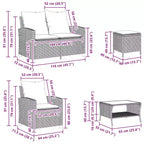 vidaXL 6 Piece Patio Sofa Set with Cushions, Poly Rattan Outdoor Sectional, Multiple Colors and Materials