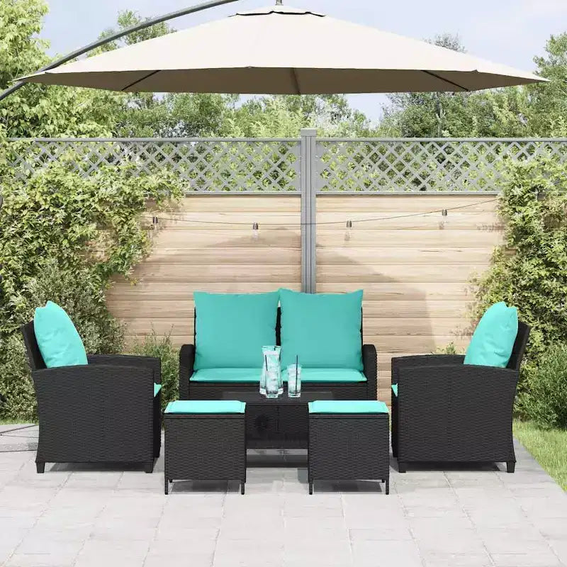 vidaXL 6 Piece Patio Sofa Set with Cushions, Poly Rattan Outdoor Sectional, Multiple Colors and Materials
