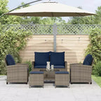 vidaXL 6 Piece Patio Sofa Set with Cushions, Poly Rattan Outdoor Sectional, Multiple Colors and Materials