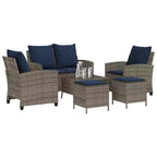 vidaXL 6 Piece Patio Sofa Set with Cushions, Poly Rattan Outdoor Sectional, Multiple Colors and Materials