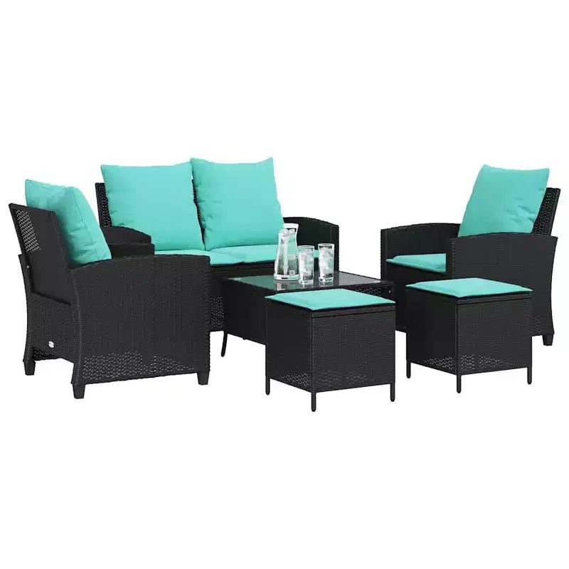 vidaXL 6 Piece Patio Sofa Set with Cushions, Poly Rattan Outdoor Sectional, Multiple Colors and Materials