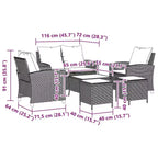 vidaXL 6 Piece Patio Sofa Set with Cushions, Poly Rattan Outdoor Sectional, Multiple Colors and Materials