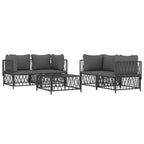 vidaXL 5-delige loungeset voor de patio met kussens, wit staal