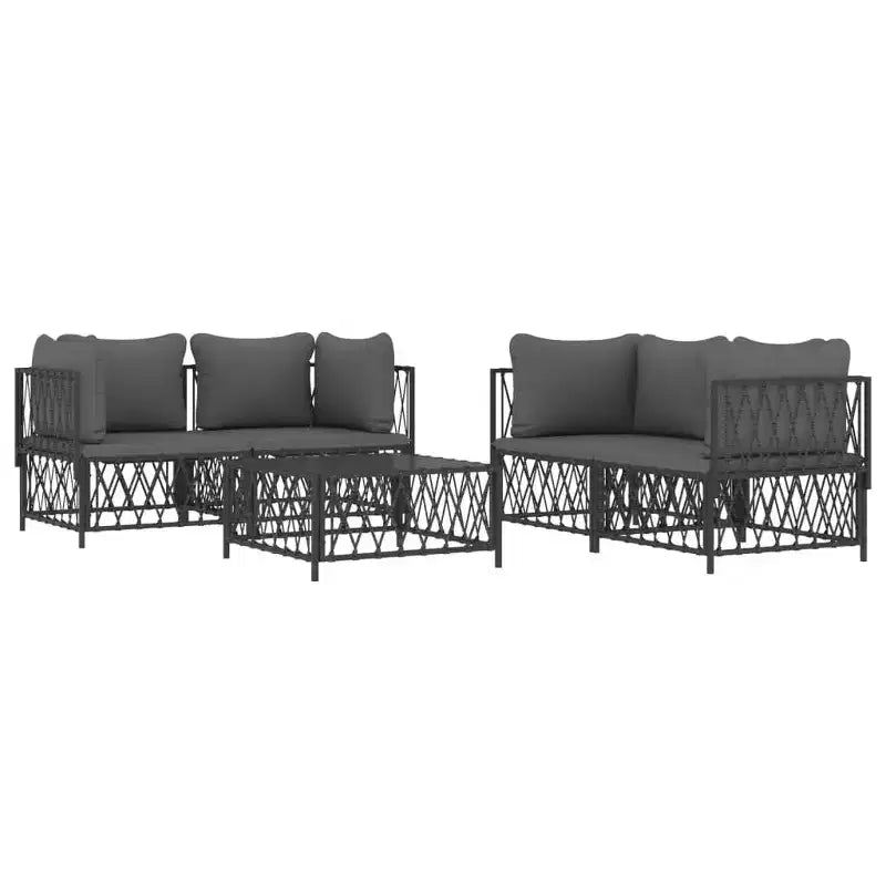 vidaXL 5-delige loungeset voor de patio met kussens, wit staal