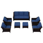 UPTIOT 6-Piece Outdoor Patio Set with Two 3-Seat Sofas, Two Chairs & Two Ottomans