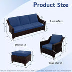 UPTIOT 6-Piece Outdoor Patio Set with Two 3-Seat Sofas, Two Chairs & Two Ottomans
