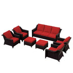 UPTIOT 6-Piece Outdoor Patio Set with Two 3-Seat Sofas, Two Chairs & Two Ottomans