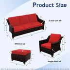UPTIOT 6-Piece Outdoor Patio Set with Two 3-Seat Sofas, Two Chairs & Two Ottomans
