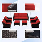 UPTIOT 6-Piece Outdoor Patio Set with Two 3-Seat Sofas, Two Chairs & Two Ottomans
