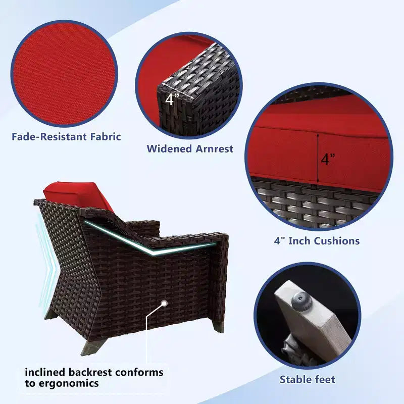 UPTIOT 6-Piece Outdoor Patio Set with Two 3-Seat Sofas, Two Chairs & Two Ottomans