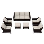 UPTIOT 6-Piece Outdoor Patio Set with Two 3-Seat Sofas, Two Chairs & Two Ottomans