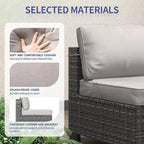 7 PCS Outdoor Patio Furniture Set, Wicker Sectional Sofa Set Rattan Modular Conversation Couch Set with Cushions for Outside, Garden, Balcony, Porch
