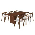 GDFStudio Camden 7 Piece Dining Table Set with Storage Base and Faux Leather Chairs