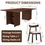 GDFStudio Camden 7 Piece Dining Table Set with Storage Base and Faux Leather Chairs