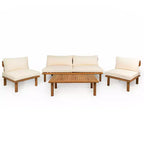 Christopher Knight Home Emma Modern 4 Piece Outdoor Acacia Wood Sofa Set with Thick Cushions