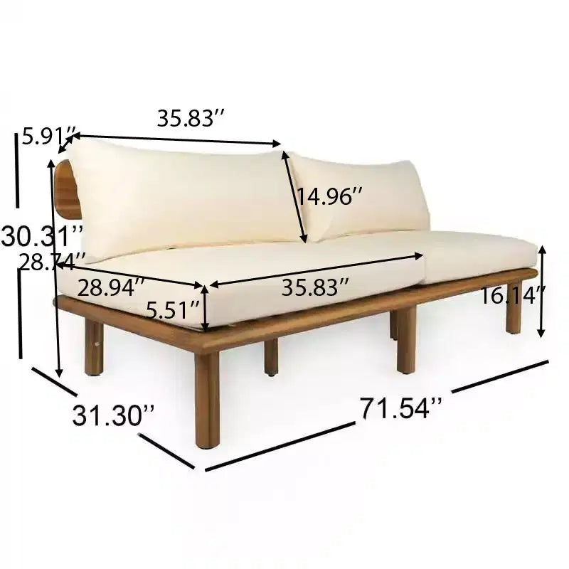 Christopher Knight Home Emma Modern 4 Piece Outdoor Acacia Wood Sofa Set with Thick Cushions