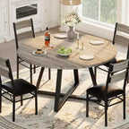 COZONY 5-Piece Round Dining Table Set for 4, Wooden Kitchen Table with 4 Upholstered Chairs for Apartment and Small Dining Room