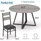 COZONY 5-Piece Round Dining Table Set for 4, Wooden Kitchen Table with 4 Upholstered Chairs for Apartment and Small Dining Room