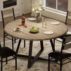 COZONY 5-Piece Round Dining Table Set for 4, Wooden Kitchen Table with 4 Upholstered Chairs for Apartment and Small Dining Room