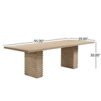 Christopher Knight Home Delia Farmhouse 9 Piece Dining Table with Rattan Rubberwood Upholstered Chairs